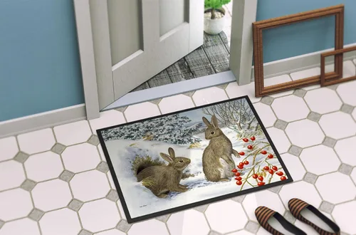 Miniatura 4 de Caroline's Treasures ASA2181MAT - Felpudo de invierno con conejos de 18 x 27 pulgadas, para interiores y exteriores, para entrada, antideslizante