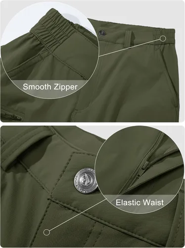 Miniatura 5 de MAGCOMSEN Pantalones de senderismo para hombre, 6 bolsillos, resistentes al agua, pantalones de trabajo de pesca Ripstop, ligeros, de secado rápido
