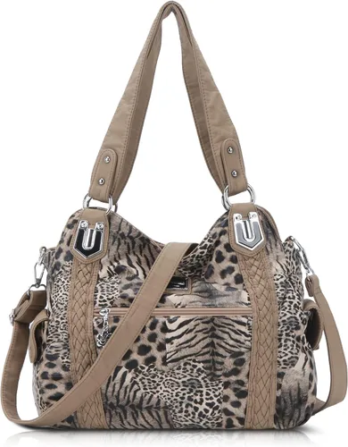 Miniatura 176 de Angel Barcelo - Bolsa de hombro amplia para mujer, diseño Hobo, cuero lavado