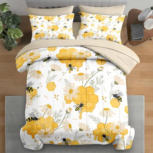 Miniatura 9 de Pamnest Juego de edredón tamaño individual, ropa de cama retro de 5 piezas para niños y adultos, juego de sábanas con estética hippie para niños