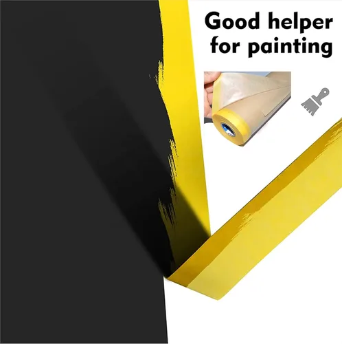 Miniatura 6 de Juego de Papel de Enmascaramiento Precintado y Cinta Adhesiva para Pintura, 3 Rollos de 22 Pulgadas a 50 Pies de Papel para Pintores y 2 Rollos