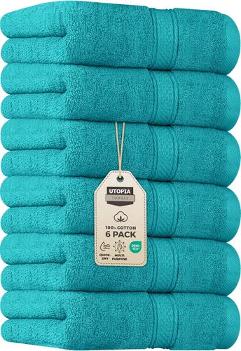 Miniatura 24 de Utopia Towels- Paquete de 6 toallas de mano prémium, 100% algodón hilado en anillo, ultrasuaves y altamente absorbentes, 18 oz/m2 (600 g/m2), 16 x