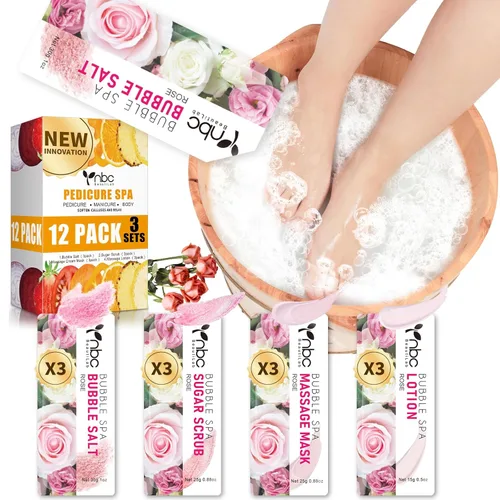 Miniatura 22 de Juego de spa de pedicura para pies, kit de pedicura para el hogar con sal de baño, loción hidratante de crema exfoliante para pies, cuidado de pies