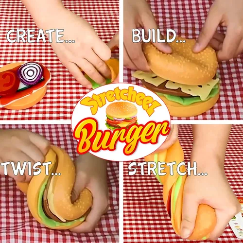 Miniatura 2 de Stretcheez Hamburguesa – Comida de juego para niños – Alimentos y coberturas elásticos – Mezcla y combina – Colecciónalos todos – Funciona