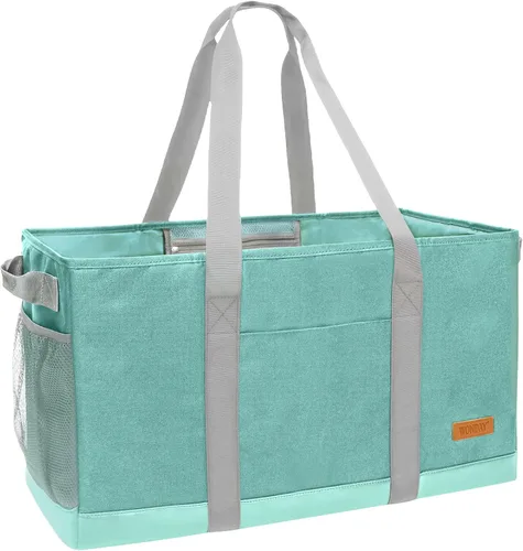 WONDAY Portador de Bolsa de Compras Reutilizable Extra Grande de Pie con Asa, Treinta y Una Bolsa Utilitaria Plegable para Compras y Playa Verde
