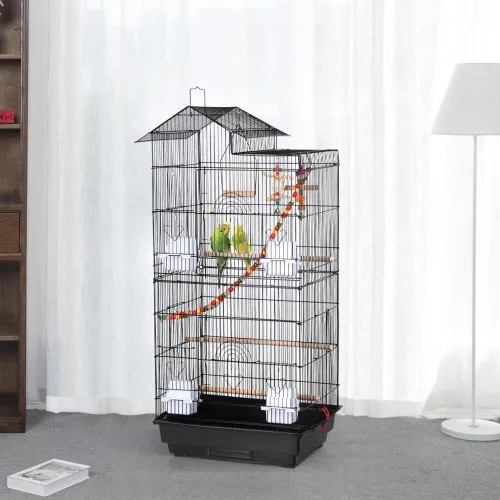 Miniatura 2 de Yaheetech Jaula de 39 pulgadas para pájaros de techo grande para loros pequeños, cacatúas, periquitos del sol, conure de mejillas verdes