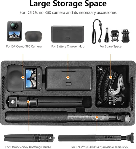 Miniatura 2 de AMAZEAR Osmo 360 - Funda rígida de doble capa IP67, impermeable, a prueba de golpes, para DJI Osmo 360 Adventure Combo Accesorios, portátil