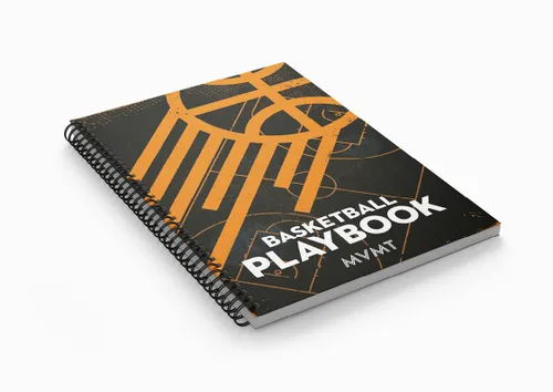 Basketball Playbook by MVMT Sports. 380 court diagrams in a 5.82 x 8.26 inches planner for basketball coaches. Capture plays, drills and scouts.