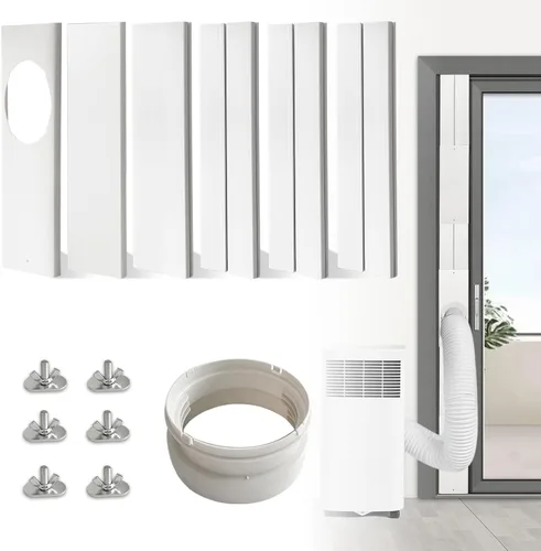JEACENT Kit de ventilación de aire acondicionado portátil para puerta corredera, kit de sellado universal de PVC ajustable para balcón placas de
