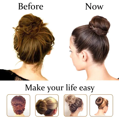 Miniatura 6 de NICEMOVIC Moldeador de donas para el cabello, tamaño grande, 2 piezas de pelo de moño grande para cabello grueso y largo (beige, 3.5 pulgadas)