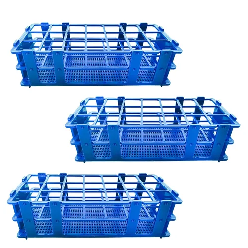 Miniatura 10 de Paquete de 3 estantes de plástico para tubos de ensayo, 21 agujeros, soporte para tubos de ensayo de laboratorio para tubos de ensayo de 1.181 in