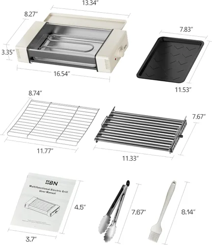 Miniatura 8 de HBN máquina de parrilla rodante para hot dogs 3 en 1 con placa antiadherente y parrilla, parrilla eléctrica compacta de 800W para salchichas