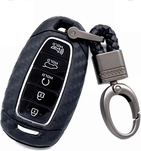 ROYALFOX (TM 3 4 5 botones suave TPU fibra de carbono silicona Smart Remote Key Fob caso cubierta cubierta para Hyundai i30 Azera ix35 Elantra