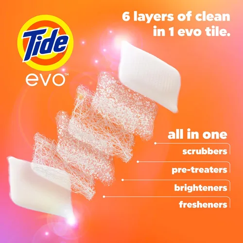 Miniatura 3 de Tide Los azulejos de fibra de detergente para ropa con aroma original de evo funcionan en el 100% de las manchas comunes, seguro para todas