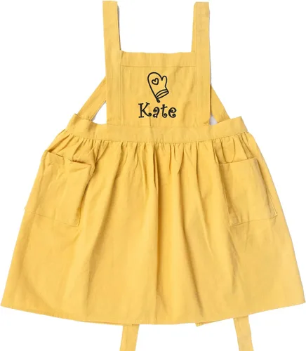 Miniatura 7 de MT WORLD Delantal de lino personalizado para niñas, delantales duraderos para niños pequeños, con espalda cruzada, regalos para cocinar, hornear