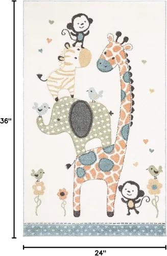 Miniatura 2 de SAFAVIEH Carousel Kids Collection - Alfombra decorativa de 2 x 3 pies, color marfil, diseño animal, no desprende pelusa y de fácil cuidado, ideal