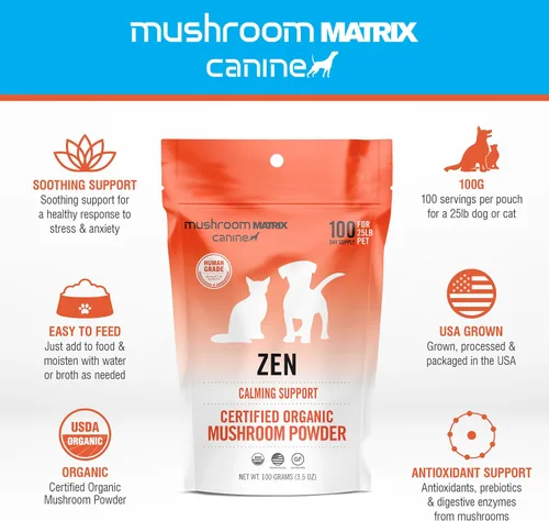 Miniatura 3 de Om Mushroom Matrix Pet - Canino Mezcla de hongos Zen Matrix Suplemento para mascotas en polvo de hongos orgánicos de grado humano cultivado