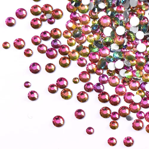 Miniatura 9 de 3456 piezas de cuentas de vidrio con respaldo plano, diamantes y gemas para arte de uñas, 6 tamaños ss4~ss12 Amatista