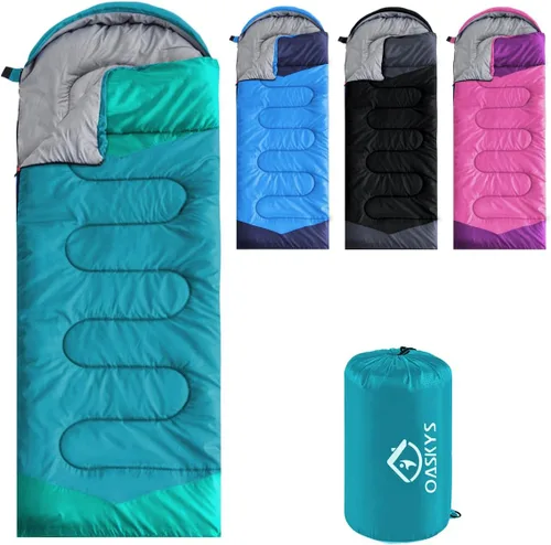Miniatura 25 de Oaskys - Saco de dormir para acampar, para 3 estaciones, clima cálido y fresco, verano, primavera, otoño, ligero, resistente al agua, para adultos