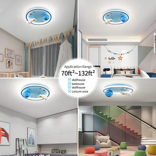 Miniatura 7 de Shine LUEST Lámpara de techo de astronauta de 20 pulgadas regulable para niños, luces de techo empotradas para dormitorio, lámpara LED de 3000