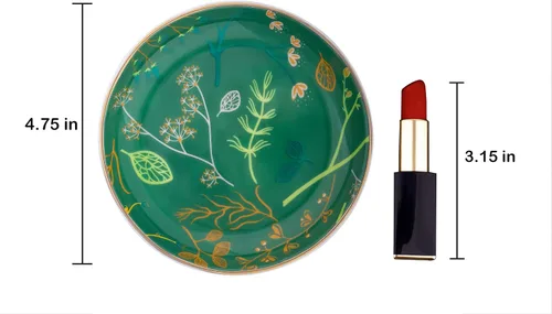Miniatura 3 de Goporcelain Bandeja de Joyería para Anillos, Plato de Cerámica Boho Decorativo, Organizador de Baratija para Anillos, Pendientes, Collares, Pulsera