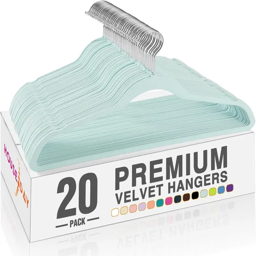 Miniatura 34 de HOUSE DAY - Perchas de terciopelo negro de 60 unidades, antideslizantes, resistentes, para abrigos, perchas premium delgadas que ahorran espacio