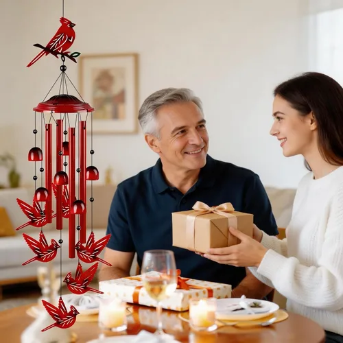 Miniatura 2 de YHmall Campanillas de viento cardenales para exteriores, regalos cardenales para mujeres, tonos relajantes, campanillas de viento conmemorativas