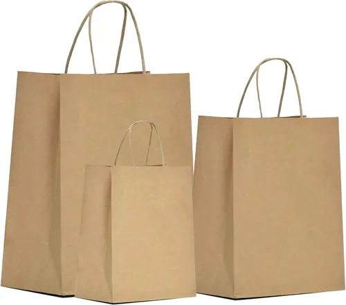 Miniatura 20 de Qutuus Bolsas de papel blanco con asas a granel, 100 bolsas de regalo blancas de 8 x 4.5 x 10 pulgadas, bolsas de papel kraft reciclables, bolsas