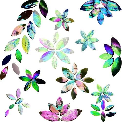 Miniatura 7 de 120 azulejos de mosaico de pétalos para manualidades, pétalos de vidrieras cortados a mano, piezas de flores de mosaico, kit de suministros