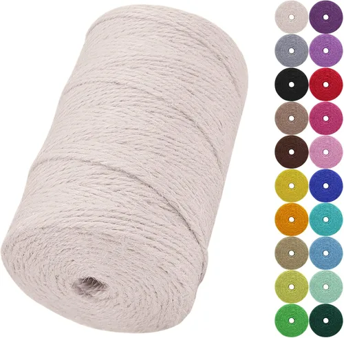 Miniatura 18 de Cuerda de yute natural de 0.079 pulgadas y 328 pies para manualidades, cuerda de yute de colores de 3 capas para envoltura de regalos, jardinería