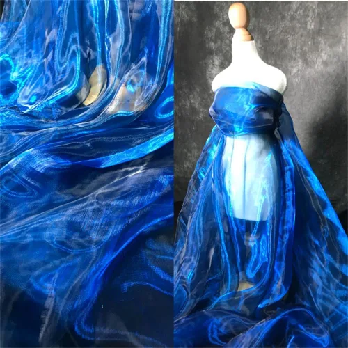 Miniatura 14 de Tela de organza transparente ligera de dos tonos, tela de gasa holográfica iridiscente de encaje, tela de tul oganza para vestido, fiesta, fondo