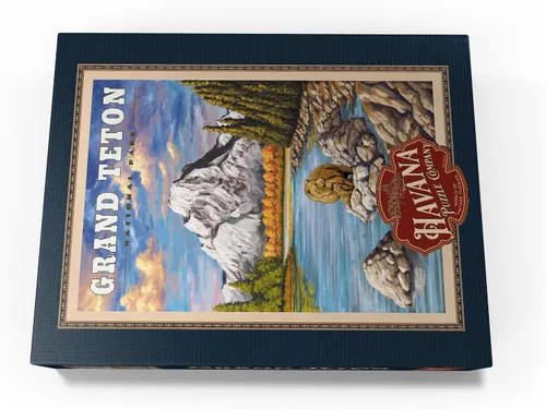 Miniatura 4 de MyPuzzle Grand Teton National Park – Grizzly Bear Hug, póster de viaje vintage – Rompecabezas de 100 piezas premium para adultos