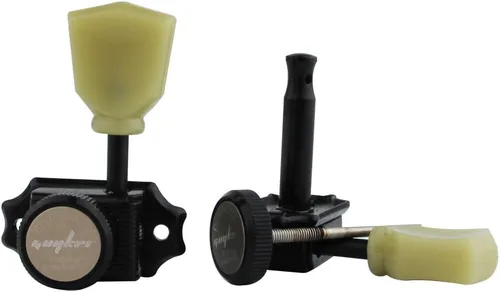 Miniatura 6 de Guyker Cabezales de Máquina de Guitarra con Bloqueo (3R + 3L) – Proporción 1:15 Llave de Afinación Vintage Deluxe con Clavijas de Repuesto