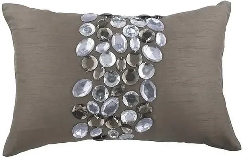Miniatura 17 de The HomeCentric Funda de almohada lumbar decorativa gris de 12 x 20 pulgadas, encaje de yute y lino, yute, almohada oblonga de lentejuelas hechas a