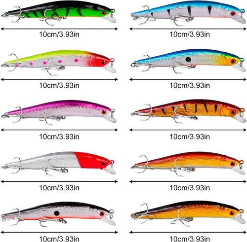 Miniatura 4 de 10 señuelos de pesca – Cebo de natación realista, señuelo duro Minnow para trucha, cebos duros para agua salada y agua dulce