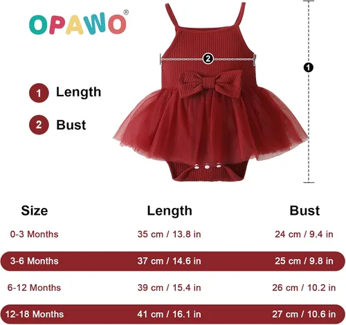 Miniatura 5 de OPAWO Vestido de bebé recién nacido, vestido de verano sin mangas, enterizo con cuello halter, vestido de tul de una pieza, 0-18 meses