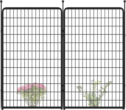 Miniatura 25 de FXW - Valla de jardín metálica y resistente para exteriores, barrera para perros y conejos, fácil instalación, negro, 32 pulgadas de alto x 4.5 pies