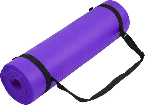 Miniatura 16 de Fitvids Tapete de yoga de 1/2 pulgada, extra grueso, de alta densidad, antidesgarros, con correa de transporte, adecuado para varios ejercicios