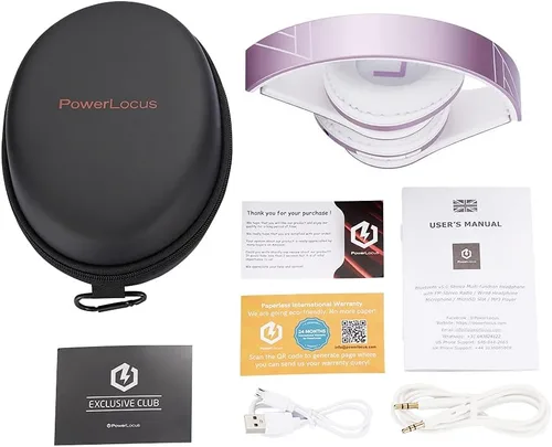 Miniatura 9 de PowerLocus Auriculares Bluetooth sobre la oreja, auriculares inalámbricos con micrófono, auriculares plegables, orejeras de espuma viscoelástica