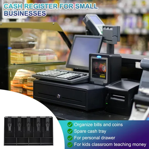 Miniatura 3 de PATIKIL Bandeja de dinero para caja registradora, bandeja de inserción de cajón, organizador portátil de caja de almacenamiento de dinero con clip