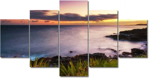 Miniatura 13 de TUMOVO Lienzo decorativo para pared de sala de estar, 5 paneles de naturaleza, Alaska, Estados Unidos, autopista alrededor de montañas, paisaje