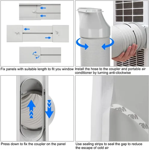 Miniatura 6 de Kit de puerta de ventana de aire acondicionado portátil con manguera de escape, sello de ventana ajustable para unidad de CA, kit de ventilación