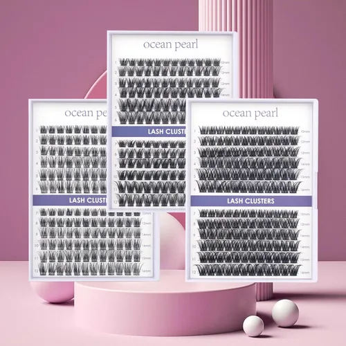 Miniatura 6 de Conjuntos de pestañas 144 piezas, pestañas individuales para bricolaje, kit de extensión de pestañas de 10 a 16 mm / 0.39 a 0.63 pulgadas, pestañas