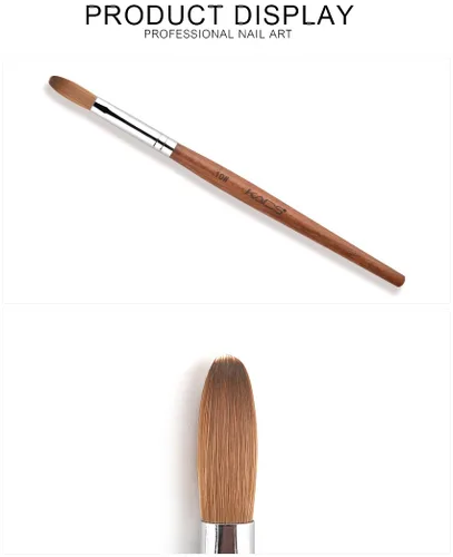 Miniatura 2 de KADS Kolinsky - Brocha acrílica para uñas ovalada, con mango de madera resistente, para manicura y pedicura profesional (n.° 10)