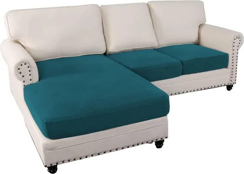 Miniatura 31 de MIFXIN Fundas para sofá modular, 3 piezas, funda de asiento de sofá de terciopelo elástico en forma de L, funda de cojín separada, protector