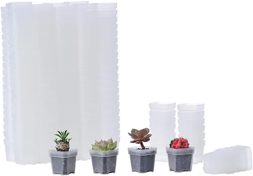 Miniatura 13 de Paquete de 200 macetas cuadradas de plástico negro de 1.95 pulgadas para vivero y plántulas, mini maceta de trasplante con orificio de drenaje