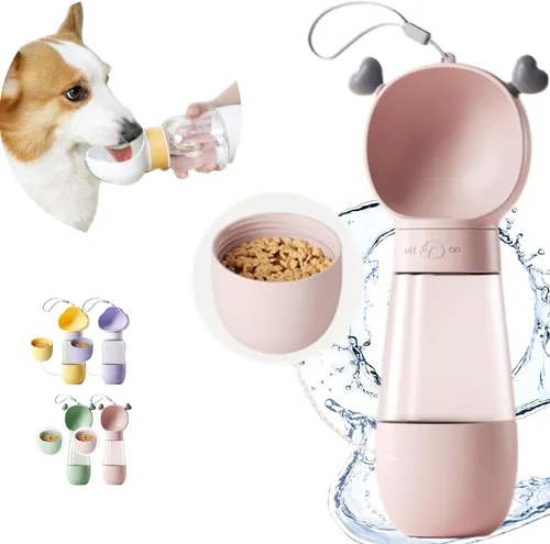 Miniatura 10 de Botella de agua portátil para perro 2 en 1, dispensador de agua para mascotas, a prueba de fugas, tazón ligero para cachorros sobre la marcha