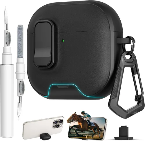 Miniatura 41 de Funda para AirPods Pro 3 con cerradura, textura de piel TPU duradera, antipérdida y a prueba de golpes, accesorios con kit de limpieza en llavero