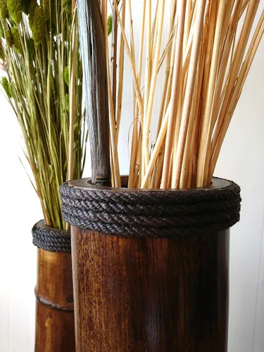 Miniatura 5 de Bamboo Floor Vases Available in Different Heigh, Set of 3