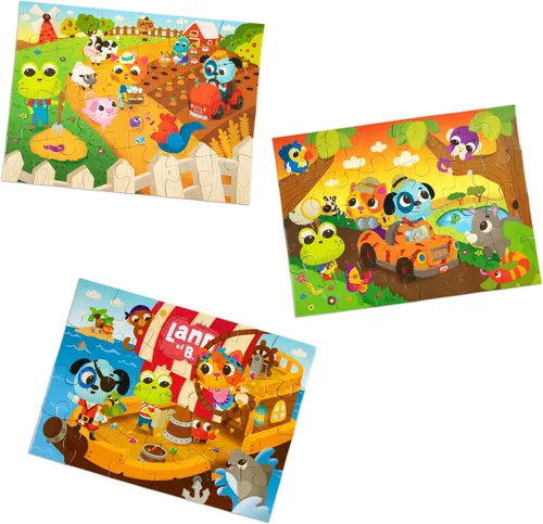 B. toys Juego de rompecabezas - Juego clásico con diseños coloridos - Juguetes educativos y de desarrollo para más de 3 años - Paquete de 3
